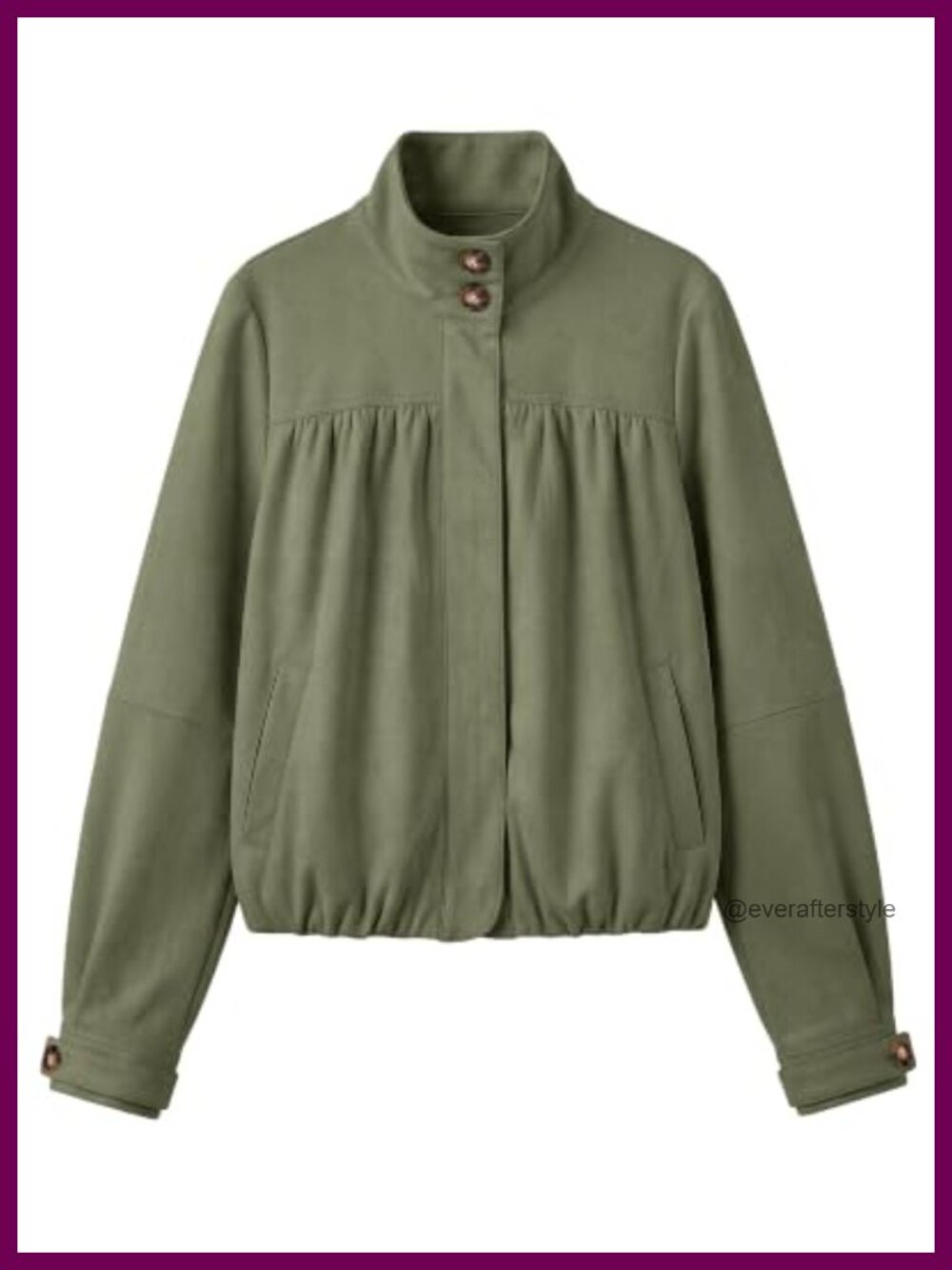 Faux Suede Jacket Women Long Sleeve Button Up Bubble Coat
